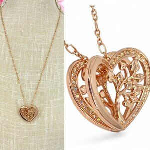 FAC 3D Tree Of Life Crystal Accent Rose Gold Necklace​
